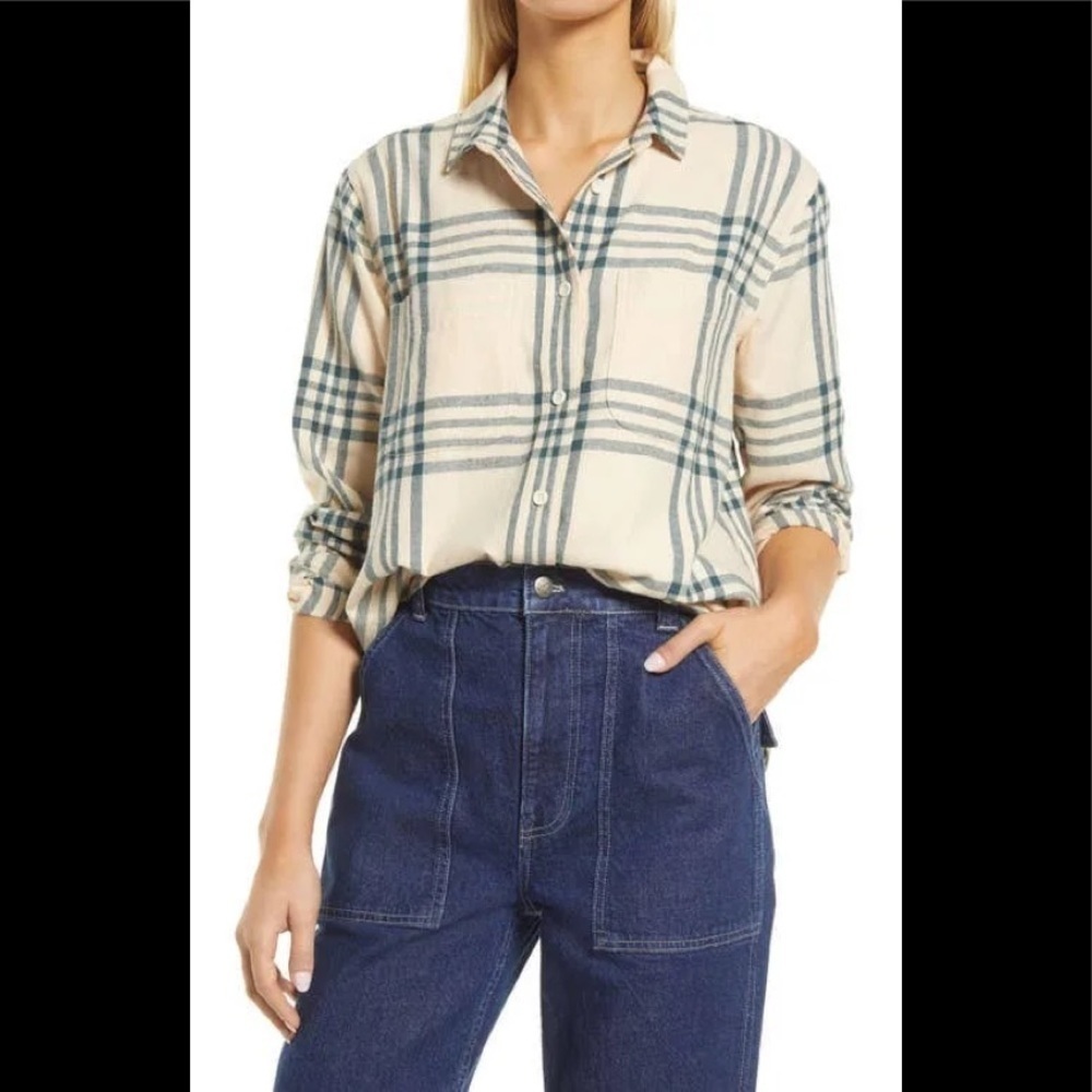 Madewell Oversized Ex-Boyfriend Swing Shirt in Windowpane/ S